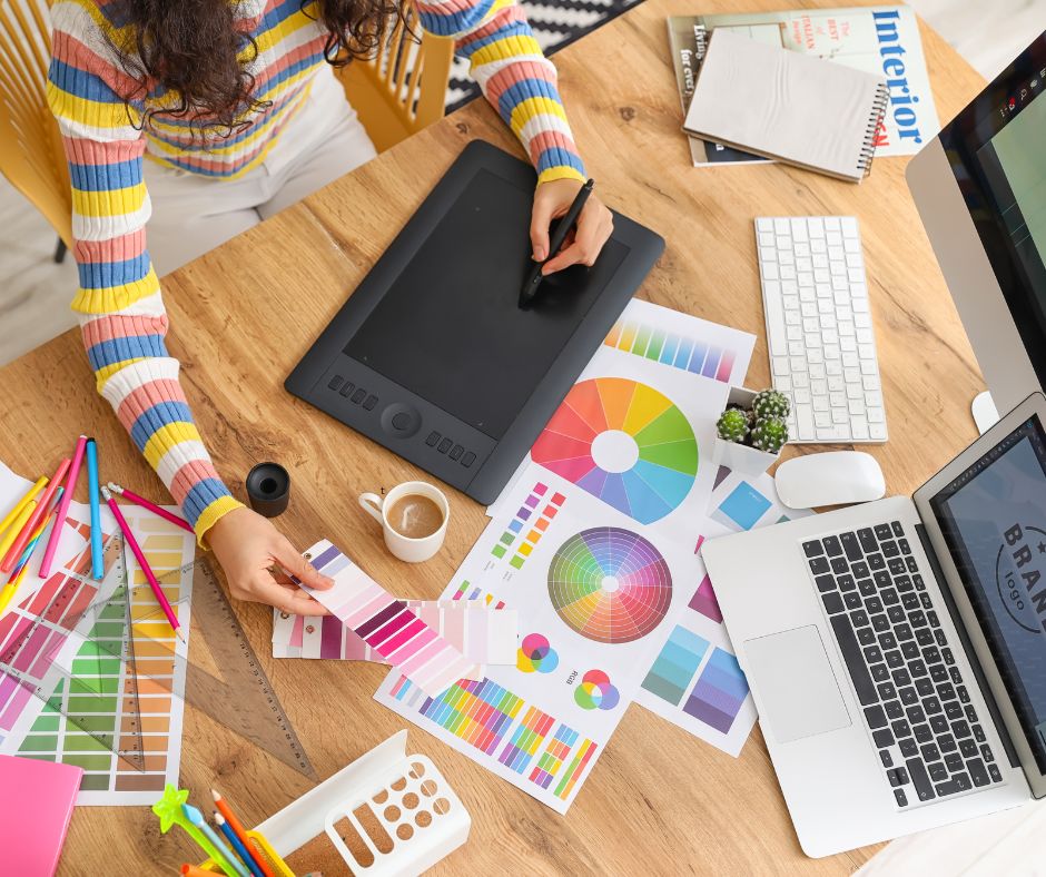 A student learning Graphic Design
